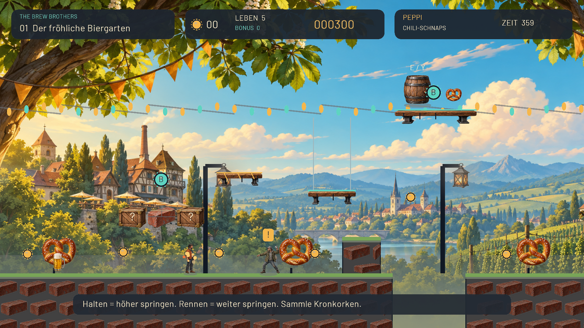 Pfandsammler holt zum Bierdosenwurf aus – echte Spielszene aus The Brew Brothers 0.2.